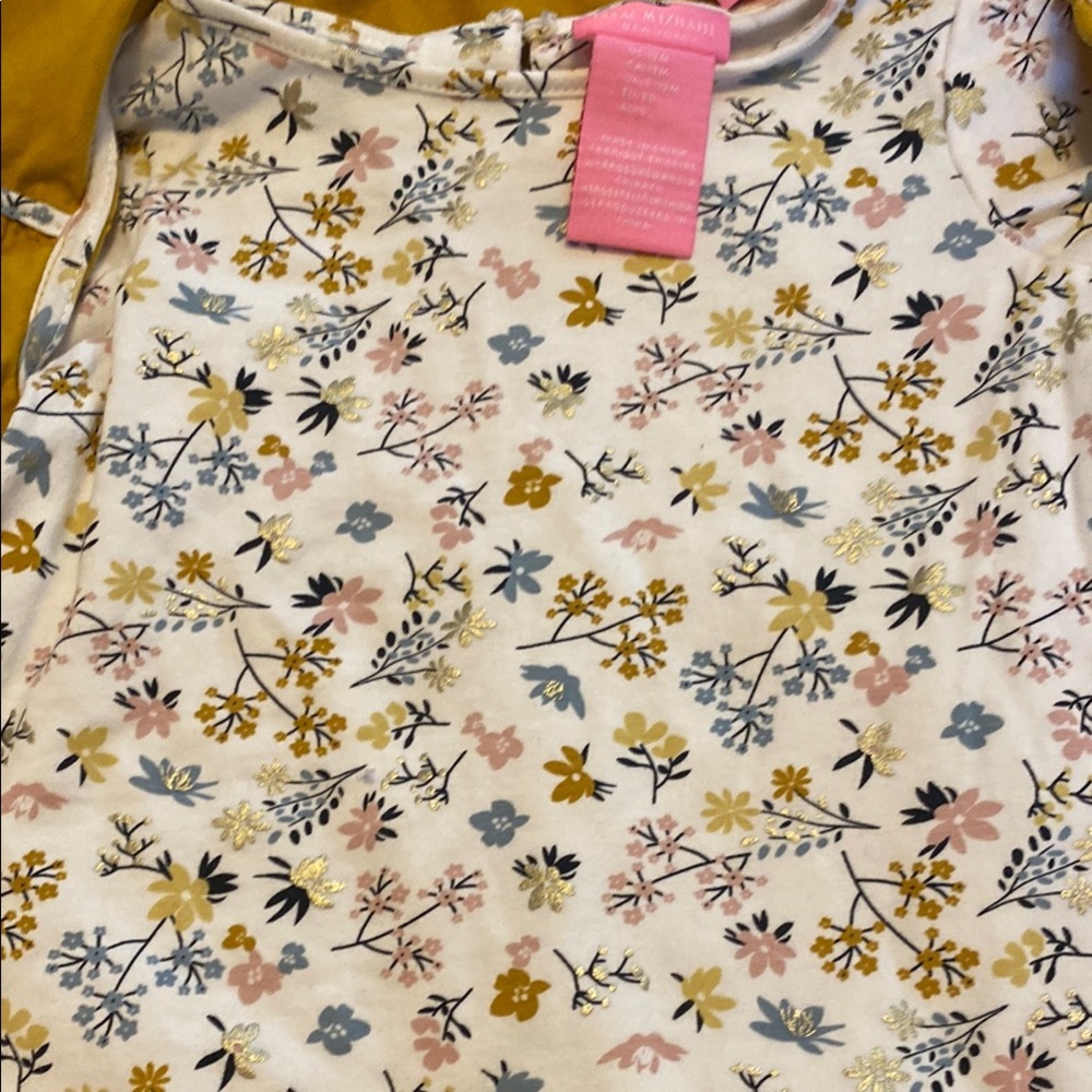 Isaac Mizrahi Mustard Yellow Vest with Floral Long Sleeve Shirt Size 12 MOS - Picture 2 of 8